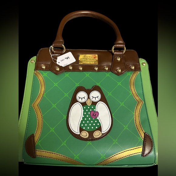 muyu Handbags - MUYU LEATHER Charming Owl Green and Brown Handbag NWOT